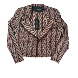 Driftwood Tweed Open Blazer Jacket Size Medium Wool Blend Knit Herringbone NWT